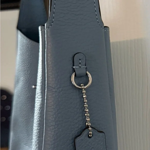 Coach SMALL Blue Pebbled Leather Shoulder Bag - Picture 4 of 6